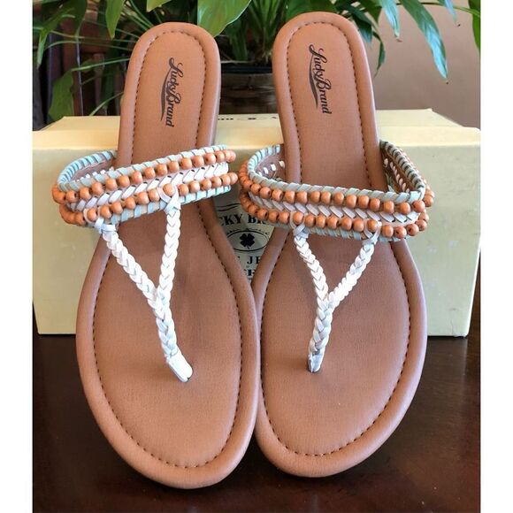 LUCKY BRAND 🎉HP🎉 L Sz 11 Dollis Braided Beaded Leather Mixed Media Sandal/NWTIB! - Picture 11 of 16